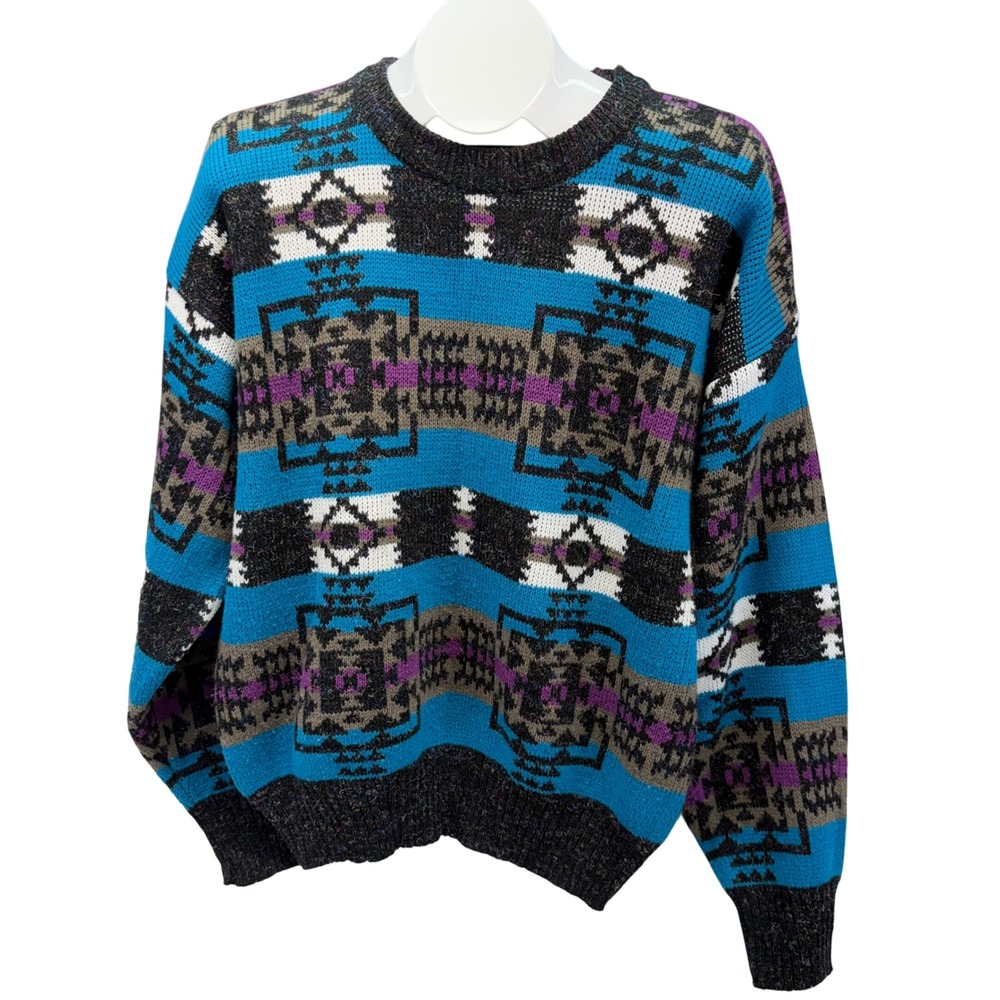 Vtg St Johns Bay Chunky Knit Long Sleeve Sweater Mens Large Wool Western Tribe